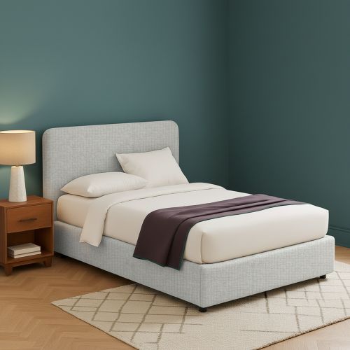 Letto Piazza e Mezza Grigio Chiaro Sfoderabile Contenitore, Dimensione Materasso 120x190 cm - Rodero
