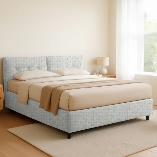 Letto Piazza e Mezza Grigio Chiaro Sfoderabile Contenitore, Dimensione Materasso 120x200 cm - Concesio