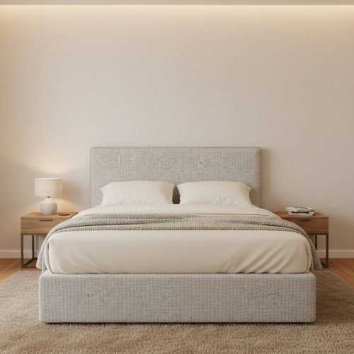 Letto Piazza e Mezza Grigio Chiaro Sfoderabile Contenitore, Dimensione Materasso 120x200 cm - Noceto