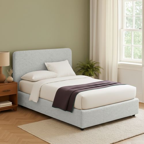 Letto Piazza e Mezza Grigio Chiaro Sfoderabile Contenitore, Dimensione Materasso 120x200 cm - Rezzago