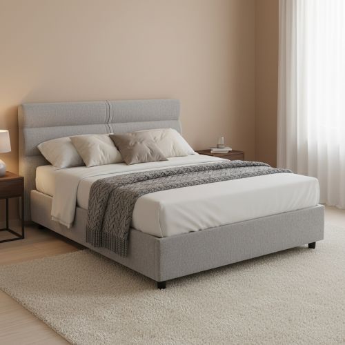 Letto Piazza e Mezza Grigio Materasso Incluso Sfoderabile, Contenitore Made in Italy - Brinzio