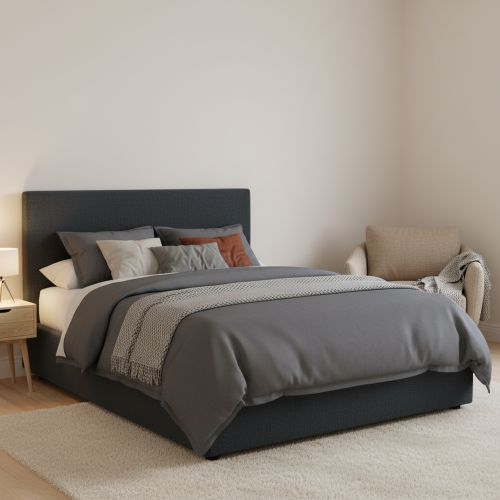 Letto Piazza e Mezza Grigio Scuro Sfoderabile Contenitore, Dimensione Materasso 120x190 cm - Ciconio