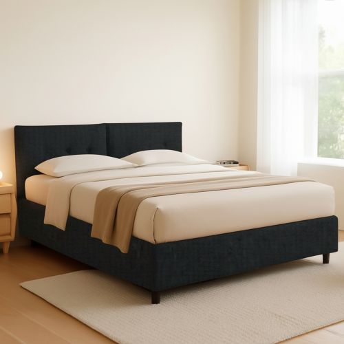 Letto Piazza e Mezza Grigio Scuro Sfoderabile Contenitore, Dimensione Materasso 120x190 cm - Forli