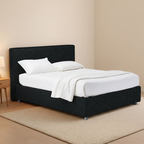 Letto Piazza e Mezza Grigio Scuro Sfoderabile Contenitore, Dimensione Materasso 120x190 cm - Medolago