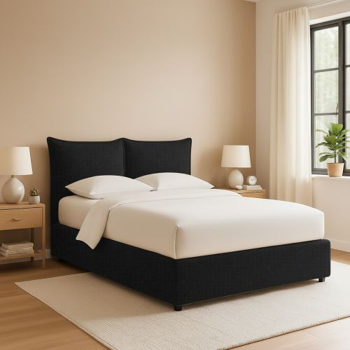 Letto Piazza e Mezza Grigio Scuro Sfoderabile Contenitore, Dimensione Materasso 120x190 cm - Rabbi