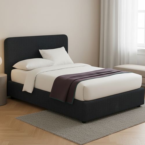 Letto Piazza e Mezza Grigio Scuro Sfoderabile Contenitore, Dimensione Materasso 120x190 cm - Rodero