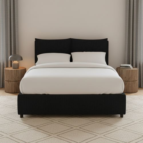 Letto Piazza e Mezza Grigio Scuro Sfoderabile Contenitore, Dimensione Materasso 120x200 cm - Diamante