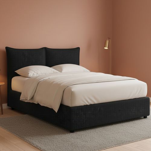 Letto Piazza e Mezza Grigio Scuro Sfoderabile Contenitore, Dimensione Materasso 120x200 cm - Marmora