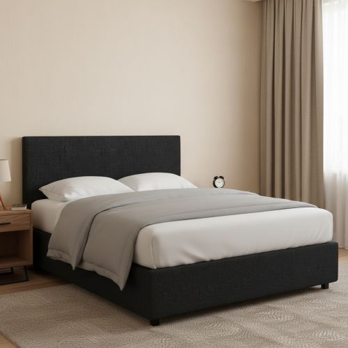 Letto Piazza e Mezza Grigio Scuro Sfoderabile Contenitore, Dimensione Materasso 120x200 cm - Noceto