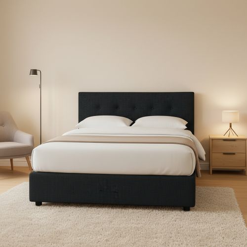 Letto Piazza e Mezza Grigio Scuro Sfoderabile Contenitore, Dimensione Materasso 120x200 cm - Pollutri