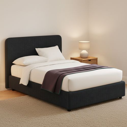 Letto Piazza e Mezza Grigio Scuro Sfoderabile Contenitore, Dimensione Materasso 120x200 cm - Rezzago