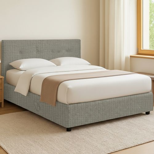 Letto Piazza e Mezza Grigio Sfoderabile Contenitore, Dimensione Materasso 120x190 cm - Dogliola