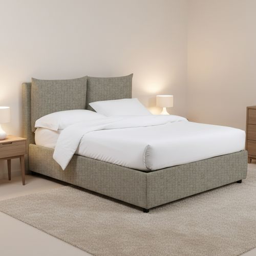 Letto Piazza e Mezza Grigio Sfoderabile Contenitore, Dimensione Materasso 120x190 cm - Erchie