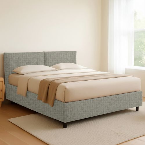 Letto Piazza e Mezza Grigio Sfoderabile Contenitore, Dimensione Materasso 120x190 cm - Forli