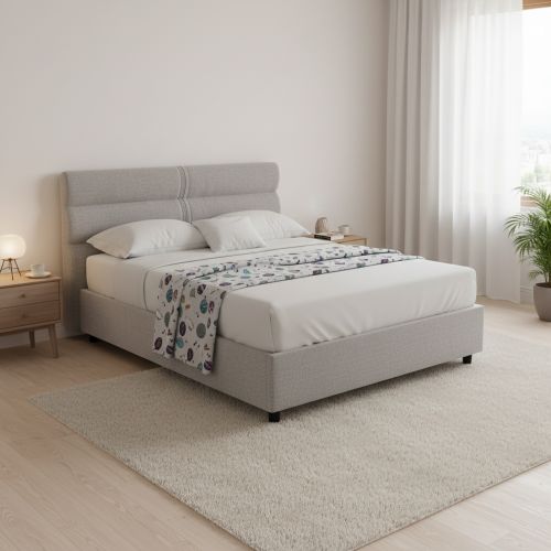 Letto Piazza e Mezza Grigio Sfoderabile Contenitore, Dimensione Materasso 120x190 cm Made in Italy - Brivio