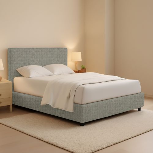 Letto Piazza e Mezza Grigio Sfoderabile Contenitore, Dimensione Materasso 120x190 cm - Medolago