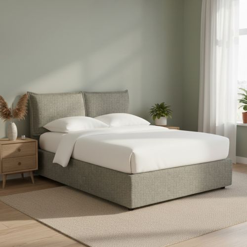Letto Piazza e Mezza Grigio Sfoderabile Contenitore, Dimensione Materasso 120x190 cm - Rabbi