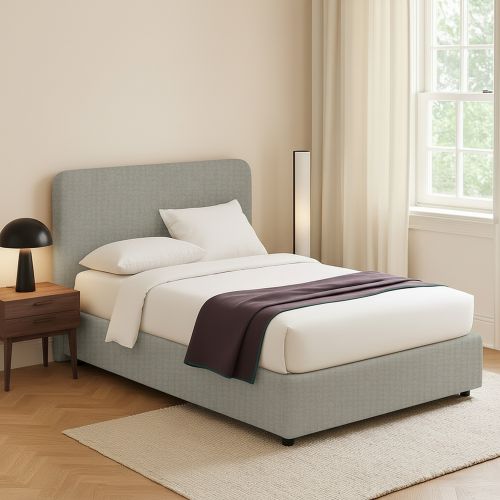 Letto Piazza e Mezza Grigio Sfoderabile Contenitore, Dimensione Materasso 120x190 cm - Rodero