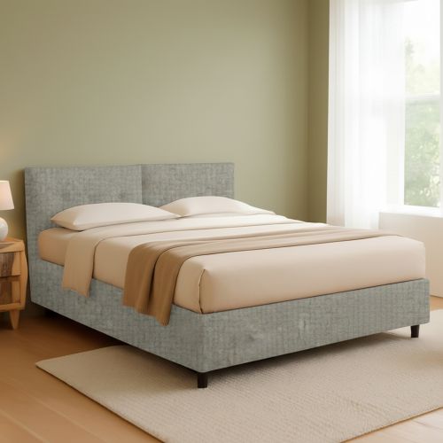 Letto Piazza e Mezza Grigio Sfoderabile Contenitore, Dimensione Materasso 120x200 cm - Concesio