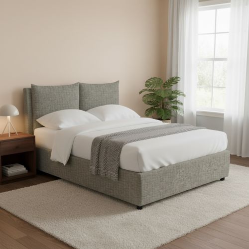 Letto Piazza e Mezza Grigio Sfoderabile Contenitore, Dimensione Materasso 120x200 cm - Diamante