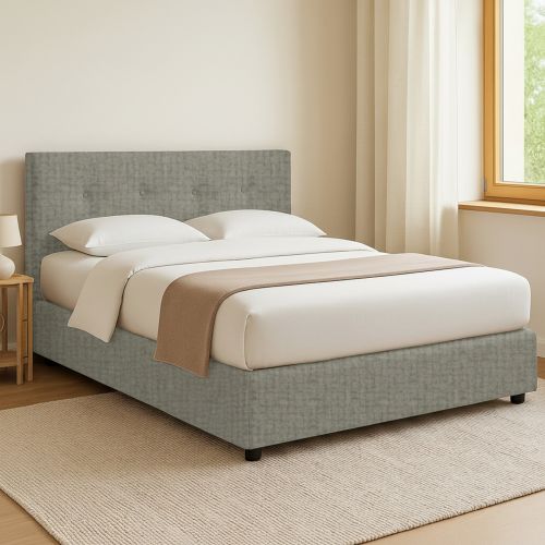 Letto Piazza e Mezza Grigio Sfoderabile Contenitore, Dimensione Materasso 120x200 cm - Pollutri