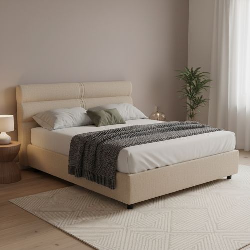 Letto Piazza e Mezza Grigio Tortora Materasso Incluso Sfoderabile, Contenitore Made in Italy - Brinzio