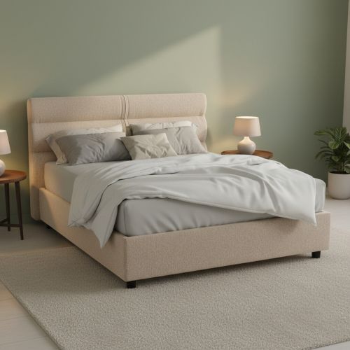 Letto Piazza e Mezza Grigio Tortora Materasso Incluso Sfoderabile, Contenitore Made in Italy - Briosco