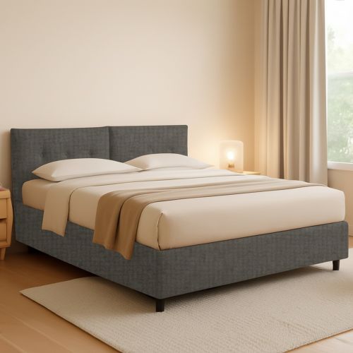 Letto Piazza e Mezza Grigio Tortora Sfoderabile Contenitore, Dimensione Materasso 120x190 cm - Forli