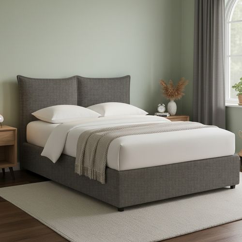 Letto Piazza e Mezza Grigio Tortora Sfoderabile Contenitore, Dimensione Materasso 120x190 cm - Rabbi