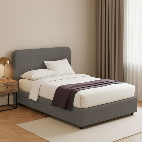 Letto Piazza e Mezza Grigio Tortora Sfoderabile Contenitore, Dimensione Materasso 120x190 cm - Rodero