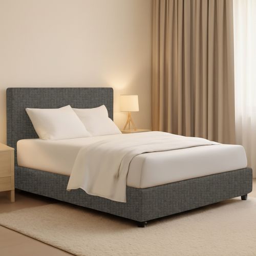Letto Piazza e Mezza Grigio Tortora Sfoderabile Contenitore, Dimensione Materasso 120x200 cm - Codevigo
