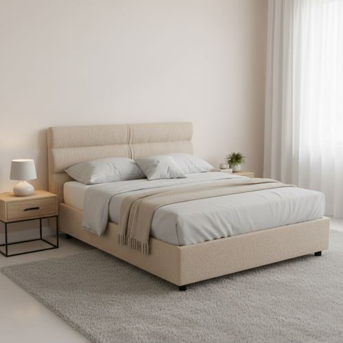 Letto Piazza e Mezza Grigio Tortora Sfoderabile Contenitore, Dimensione Materasso 120x200 cm Made in Italy - Briona