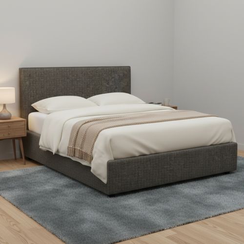 Letto Piazza e Mezza Grigio Tortora Sfoderabile Contenitore, Dimensione Materasso 120x200 cm - Noceto