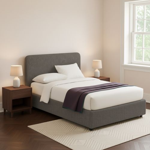 Letto Piazza e Mezza Grigio Tortora Sfoderabile Contenitore, Dimensione Materasso 120x200 cm - Rezzago