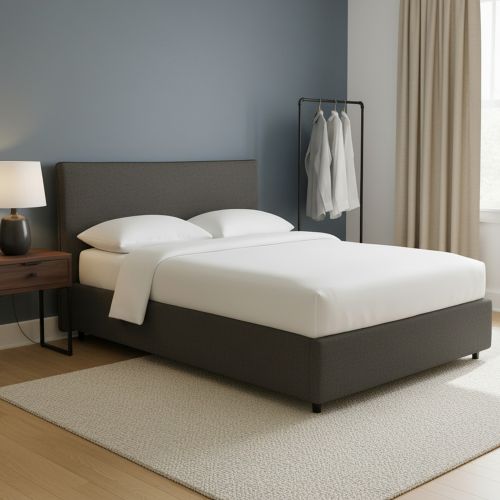 Letto Piazza e Mezza Grigio Tortora Sfoderabile Contenitore, Dimensione Materasso 120x200 cm - Silandro