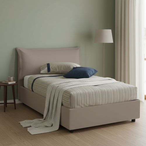 Letto piazza e mezza Latona, adatto per materasso Cm 120x190, Tortora