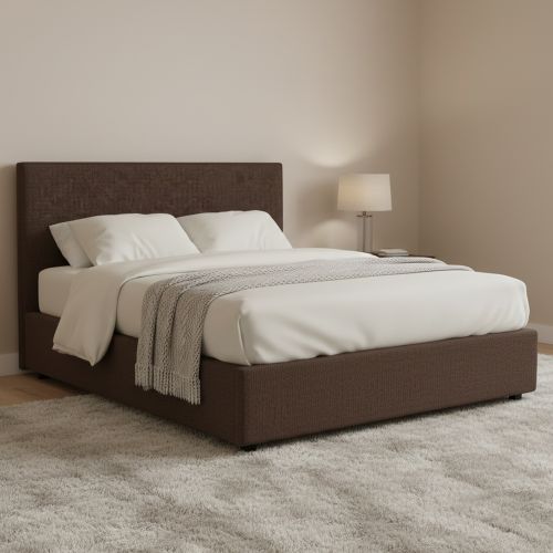 Letto Piazza e Mezza Marrone Sfoderabile Contenitore, Dimensione Materasso 120x190 cm - Ciconio