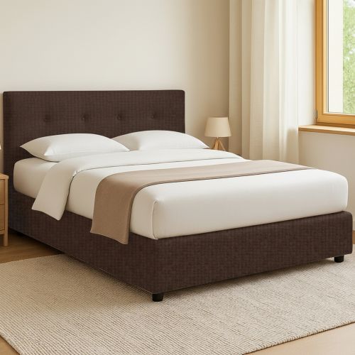 Letto Piazza e Mezza Marrone Sfoderabile Contenitore, Dimensione Materasso 120x190 cm - Dogliola