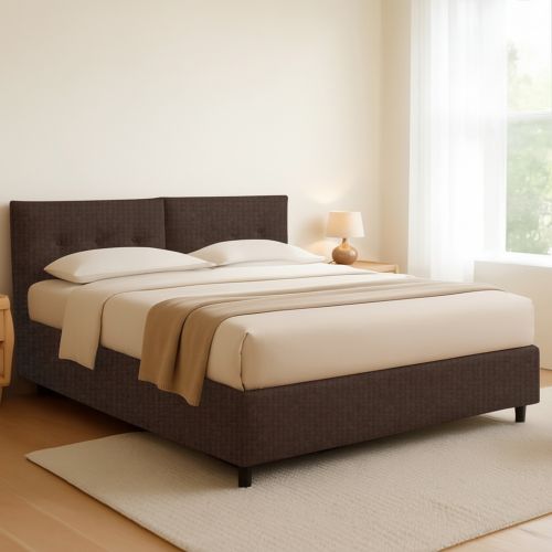 Letto Piazza e Mezza Marrone Sfoderabile Contenitore, Dimensione Materasso 120x190 cm - Forli