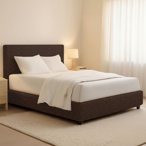 Letto Piazza e Mezza Marrone Sfoderabile Contenitore, Dimensione Materasso 120x190 cm - Medolago