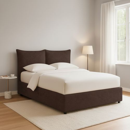 Letto Piazza e Mezza Marrone Sfoderabile Contenitore, Dimensione Materasso 120x190 cm - Rabbi