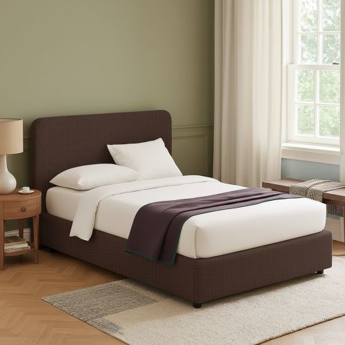 Letto Piazza e Mezza Marrone Sfoderabile Contenitore, Dimensione Materasso 120x190 cm - Rodero