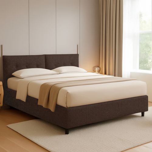 Letto Piazza e Mezza Marrone Sfoderabile Contenitore, Dimensione Materasso 120x200 cm - Concesio