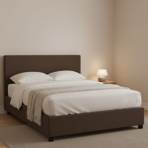 Letto Piazza e Mezza Marrone Sfoderabile Contenitore, Dimensione Materasso 120x200 cm - Noceto