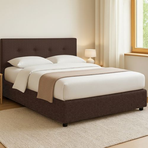 Letto Piazza e Mezza Marrone Sfoderabile Contenitore, Dimensione Materasso 120x200 cm - Pollutri