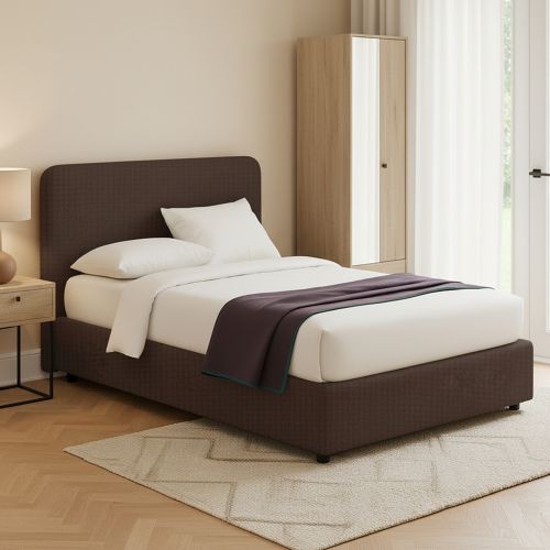 Letto Piazza e Mezza Marrone Sfoderabile Contenitore, Dimensione Materasso 120x200 cm - Rezzago