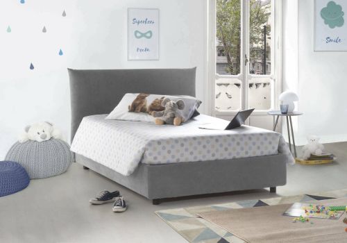 Letto piazza e mezza Ornella, Letto contenitore con rivestimento in tessuto, 100% Made in Italy, Apertura frontale, adatto per materasso Cm 120x190, Grigio