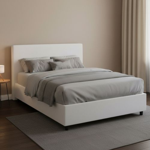 Letto piazza e mezza Re, con materasso Cm 120x200 incluso, Bianco