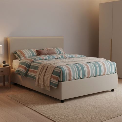 Letto piazza e mezza Re, con materasso Cm 120x200 incluso, Tortora