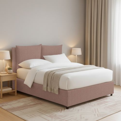 Letto Piazza e Mezza Rosa Antico Sfoderabile Contenitore, Dimensione Materasso 120x190 cm - Erchie